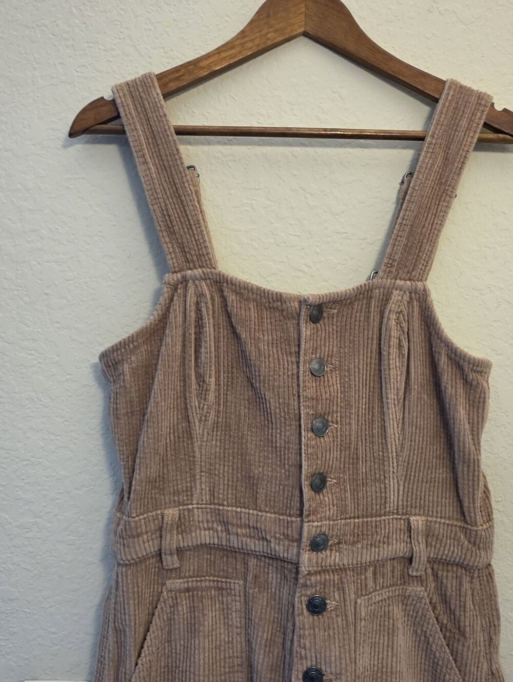 NWT Aerie Corduroy Jumpsuit Womens Small Tan Button Front Retro Style Streetwear - Picture 4 of 9